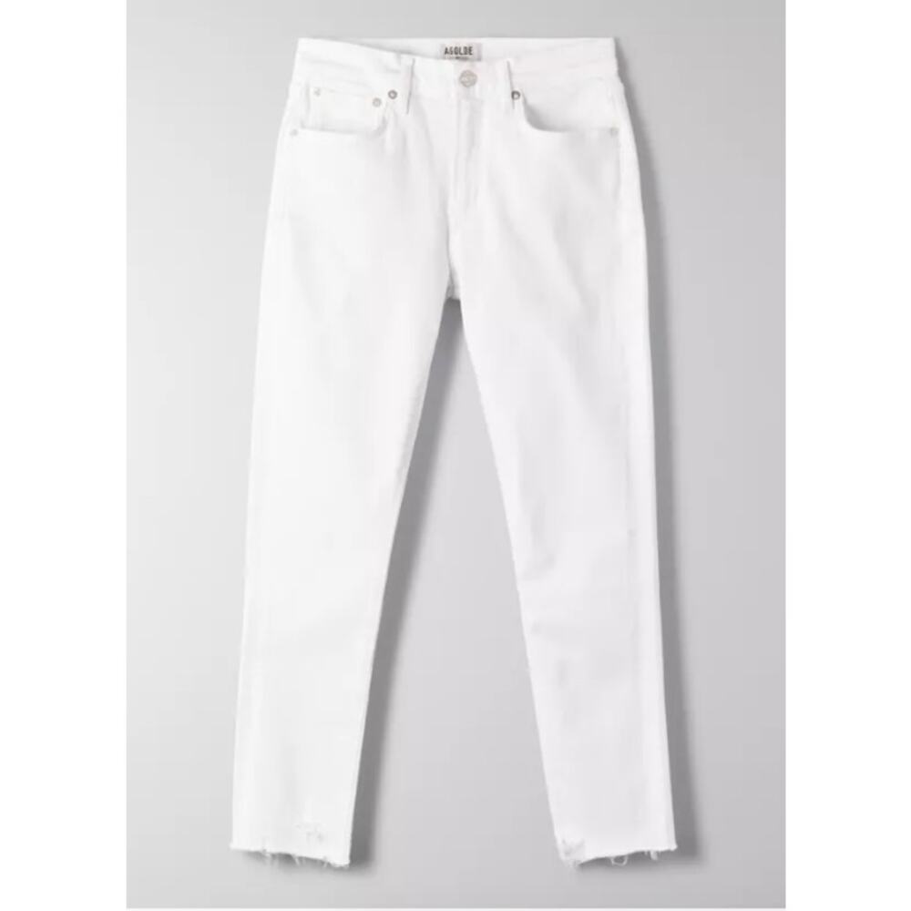 AGOLDE NWT Sophie High Rise Skinny White Denim Crop in Sanction // 00 (24) - Picture 5 of 12